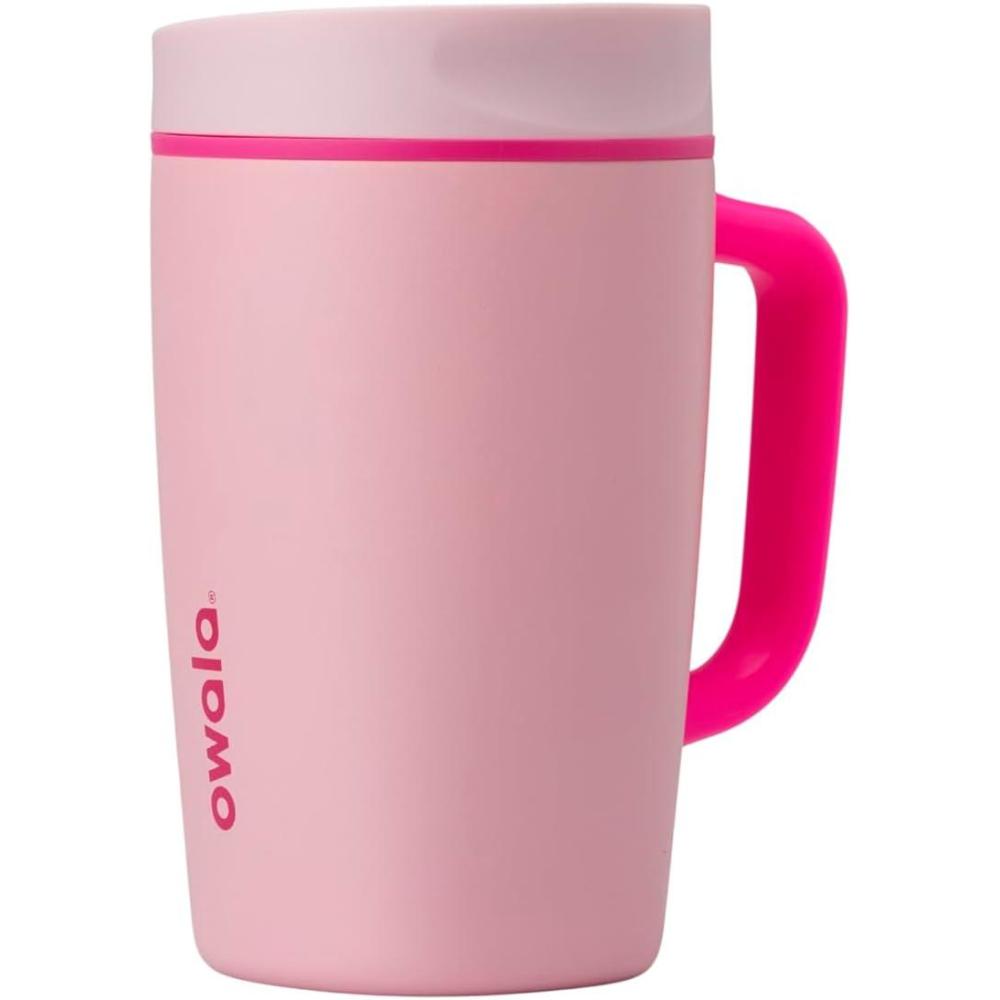 imageOwala SmoothSip Slider Stainless Steel Insulated Travel Mug 100 Leak Proof For Hot and Cold Drinks Travel Friendly with Sliding Lock Lid 24 oz BPA Free Leak Proof PinkTan DaybreakPucker Up