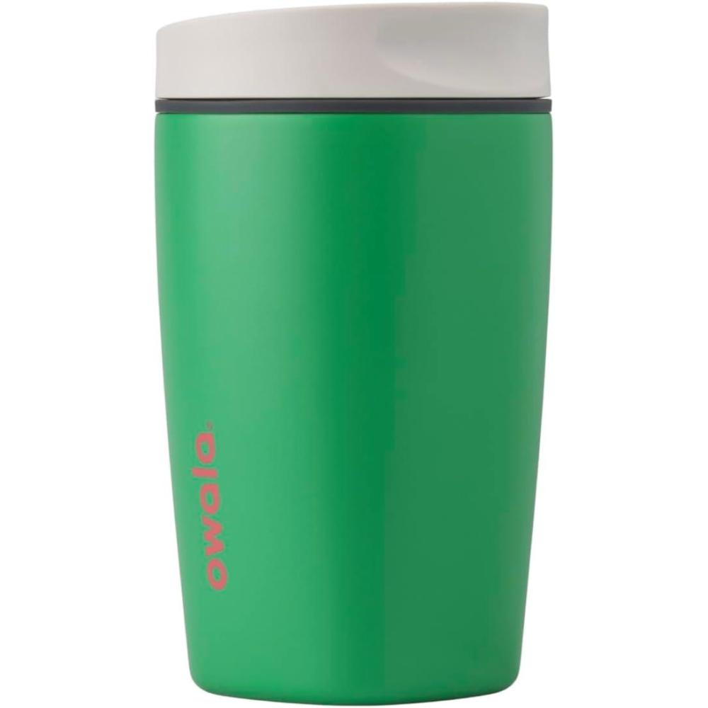 imageOwala SmoothSip Slider Stainless Steel Insulated Travel Mug 100 Leak Proof For Hot and Cold Drinks Travel Friendly with Sliding Lock Lid 24 oz BPA Free Leak Proof PinkTan DaybreakSour Apple