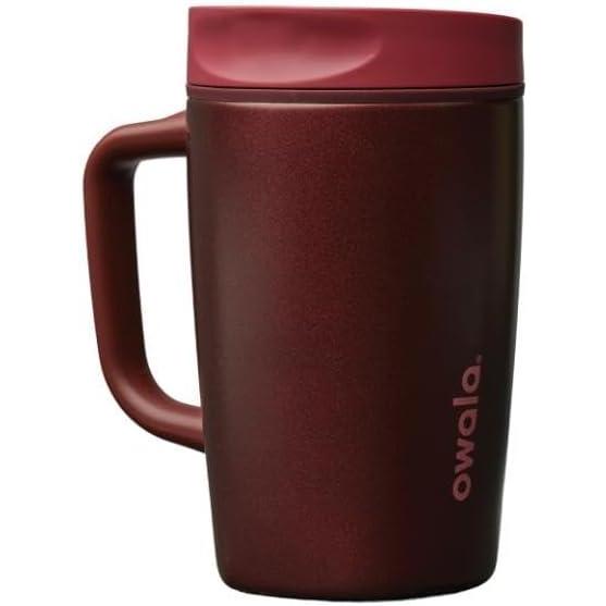 imageOwala SmoothSip Slider Stainless Steel Insulated Travel Mug 100 Leak Proof For Hot and Cold Drinks Travel Friendly with Sliding Lock Lid 24 oz BPA Free Leak Proof PinkTan DaybreakBlack Cherry