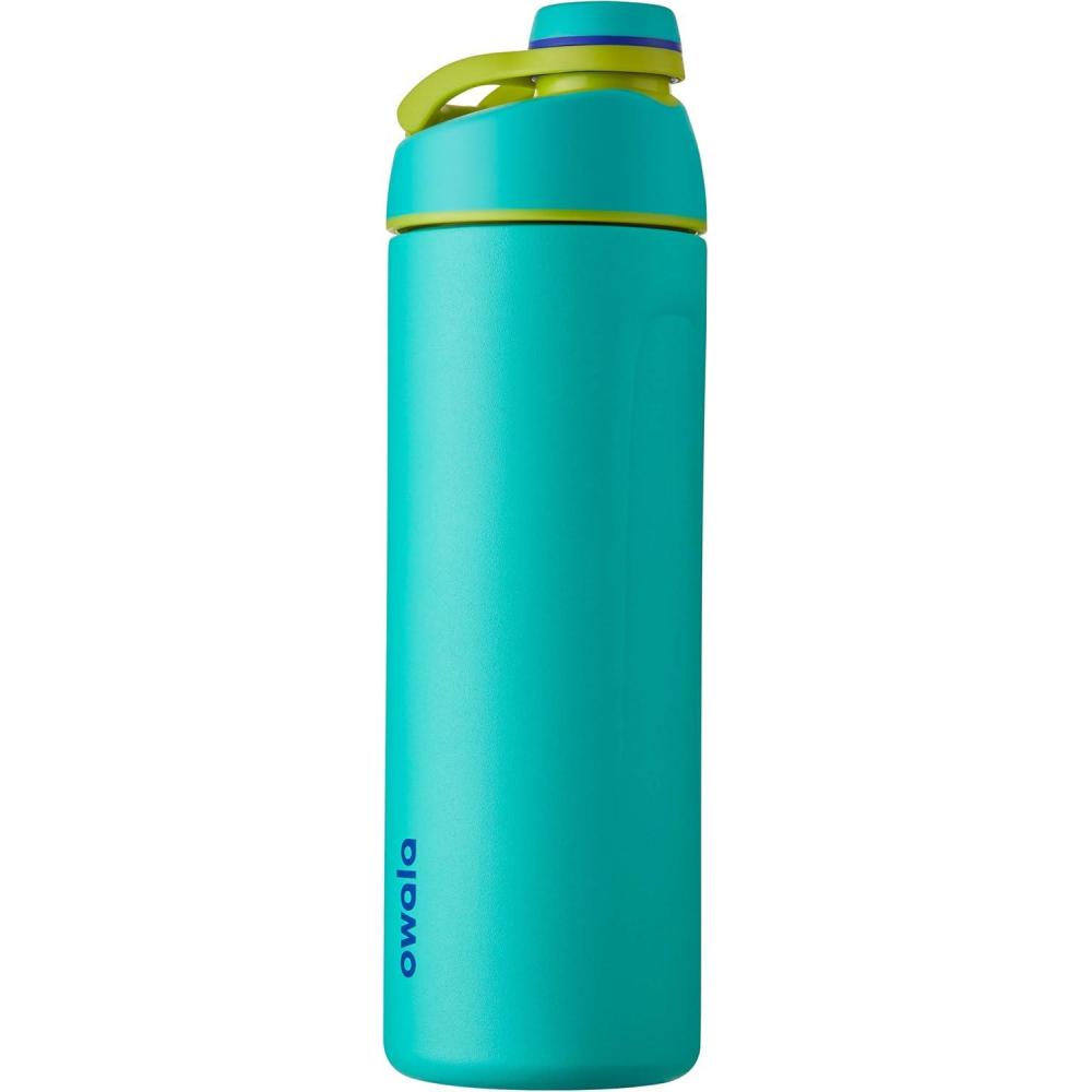 imageOwala Twist Insulated Stainless Steel Water Bottle for Sports and Travel BPAFree 32Ounce Hyper FlamingoNeon Basil
