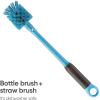 Owala 2-in-1 Water Bottle Brush Cleaner and Water Bottle Straw Cleaner Brush, Water Bottle Brush with Removable Head and Twist n� Hide Straw Brush, Smokey Blue(One Size)