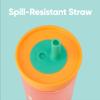 Owala Kids Insulation BPA-Free Plastic Tumbler with Spill Resistant Flexible Straw, Easy to Clean, Kids Water Bottle, Great for Travel, Dishwasher Safe, 15 Oz, Orange and Peach (Watermelon)(Watermelon)