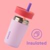 Owala Kids Insulation Stainless Steel Tumbler with Spill Resistant Flexible Straw, Easy to Clean, Kids Water Bottle, Great for Travel, Dishwasher Safe, 12 Oz, Peach and Yellow (Picnic)(Yellow & Peach)