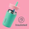Owala Kids Insulation Stainless Steel Tumbler with Spill Resistant Flexible Straw, Easy to Clean, Kids Water Bottle, Great for Travel, Dishwasher Safe, 12 Oz, Peach and Yellow (Picnic)(Pink & Teal)