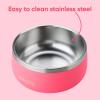 Owala Pet Bowl – Durable Stainless Steel, Food and Water Bowl for Dogs, Cats, and All Pets, Non-Slip Base, 24oz, White (Shy Marshmallow)(Hyper Flamingo)