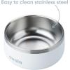 Owala Pet Bowl – Durable Stainless Steel, Food and Water Bowl for Dogs, Cats, and All Pets, Non-Slip Base, 24oz, White (Shy Marshmallow)(Shy Marshmallow)