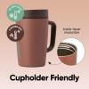 Owala SmoothSip Slider Stainless Steel Insulated Travel Mug, 100% Leak Proof, For Hot and Cold Drinks, Travel Friendly with Sliding Lock Lid, 24 oz, BPA Free, Leak Proof, Pink/Tan (Daybreak)(Cozy Cocoa)