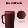 Owala SmoothSip Slider Stainless Steel Insulated Travel Mug, 100% Leak Proof, For Hot and Cold Drinks, Travel Friendly with Sliding Lock Lid, 24 oz, BPA Free, Leak Proof, Pink/Tan (Daybreak)(Black Cherry)