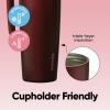 Owala SmoothSip Slider Stainless Steel Insulated Travel Mug, 100% Leak Proof, For Hot and Cold Drinks, Travel Friendly with Sliding Lock Lid, 24 oz, BPA Free, Leak Proof, Pink/Tan (Daybreak)(Black Cherry)