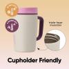Owala SmoothSip Slider Stainless Steel Insulated Travel Mug, 100% Leak Proof, For Hot and Cold Drinks, Travel Friendly with Sliding Lock Lid, 24 oz, BPA Free, Leak Proof, Pink/Tan (Daybreak)(Daybreak)
