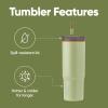 Owala Stainless Steel Triple Layer Insulated Travel Tumbler with Spill Resistant Lid, Straw, and Carry Handle, BPA Free, 40 oz, Gray (Foggy Tide)(Brave Adventures)