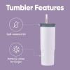 Owala Stainless Steel Triple Layer Insulated Travel Tumbler with Spill Resistant Lid, Straw, and Carry Handle, BPA Free, 40 oz, Gray (Foggy Tide)(Bunny Hop)