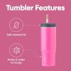 Owala Stainless Steel Triple Layer Insulated Travel Tumbler with Spill Resistant Lid, Straw, and Carry Handle, BPA Free, 40 oz, Gray (Foggy Tide)(Watermelon Breeze)