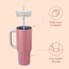 Owala Stainless Steel Triple Layer Insulated Travel Tumbler with Spill Resistant Lid, Straw, and Carry Handle, BPA Free, 40 oz, Gray (Foggy Tide)(Yoga Rose)