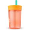 Owala Kids Insulation BPA-Free Plastic Tumbler with Spill Resistant Flexible Straw, Easy to Clean, Kids Water Bottle, Great for Travel, Dishwasher Safe, 15 Oz, Orange and Peach (Watermelon)(Watermelon)