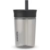 Owala Kids Insulation BPA-Free Plastic Tumbler with Spill Resistant Flexible Straw, Easy to Clean, Kids Water Bottle, Great for Travel, Dishwasher Safe, 15 Oz, Orange and Peach (Watermelon)(Black and Grey)