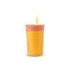 Owala Kids Insulation Stainless Steel Tumbler with Spill Resistant Flexible Straw, Easy to Clean, Kids Water Bottle, Great for Travel, Dishwasher Safe, 12 Oz, Peach and Yellow (Picnic)(Yellow & Peach)
