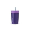 Owala Kids Insulation Stainless Steel Tumbler with Spill Resistant Flexible Straw, Easy to Clean, Kids Water Bottle, Great for Travel, Dishwasher Safe, 12 Oz, Peach and Yellow (Picnic)(Purple)