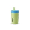 Owala Kids Insulation Stainless Steel Tumbler with Spill Resistant Flexible Straw, Easy to Clean, Kids Water Bottle, Great for Travel, Dishwasher Safe, 12 Oz, Peach and Yellow (Picnic)(Blue and Light Green)