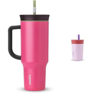 Owala Stainless Steel Triple Layer Insulated Travel Tumbler with Spill Resistant Lid & 2-in-1 Water Bottle Brush Cleaner and Water Bottle Straw Cleaner Brush(Watermelon Breeze)