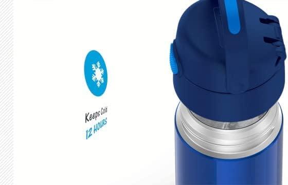imageTHERMOS FUNTAINER 12 Ounce Stainless Steel Vacuum Insulated Kids Straw Bottle BlueButterfly Frenzy