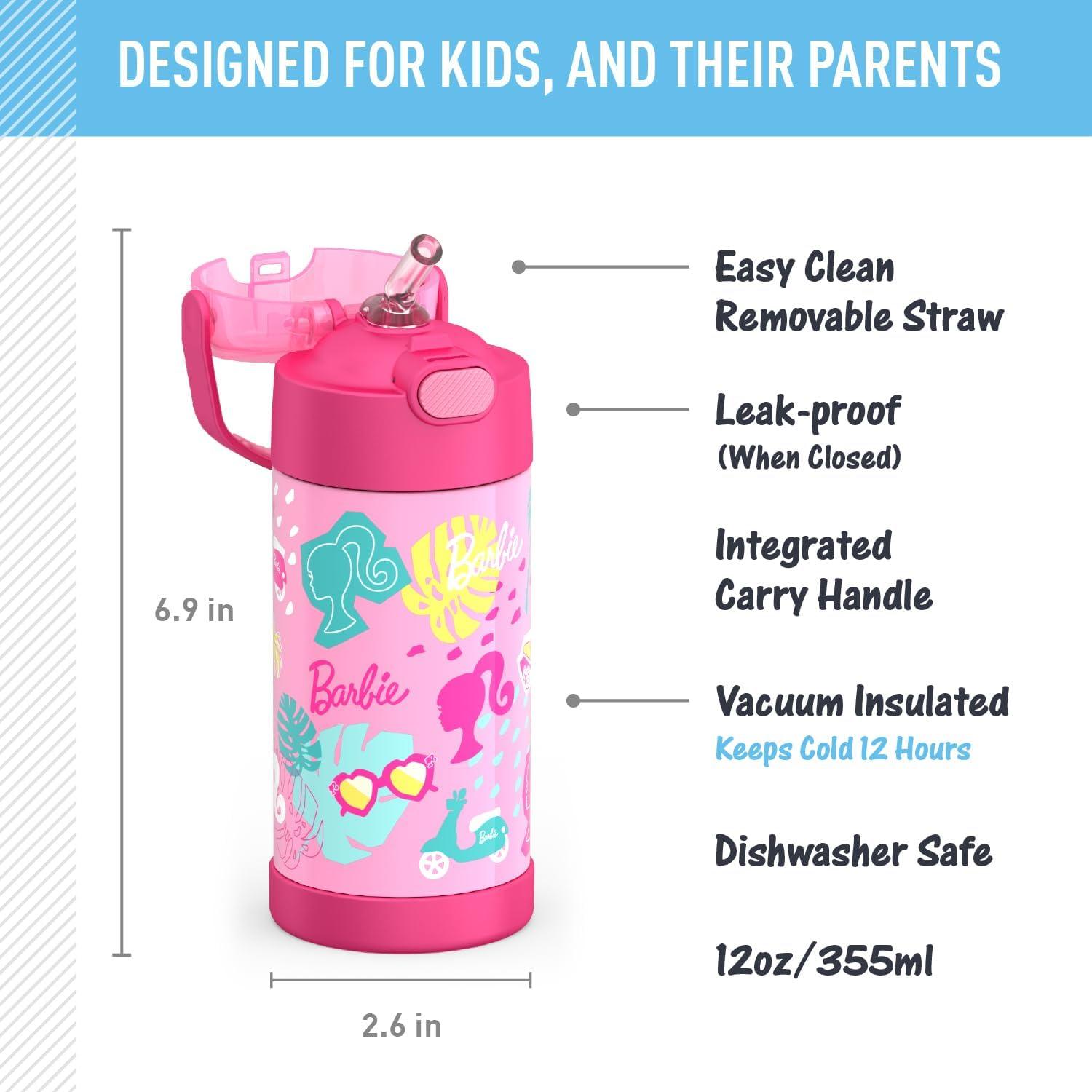 imageTHERMOS FUNTAINER Water Bottle with Straw 12 Ounce Kids Stainless Steel Vacuum Insulated Water Bottle with Lid BlueyBarbie