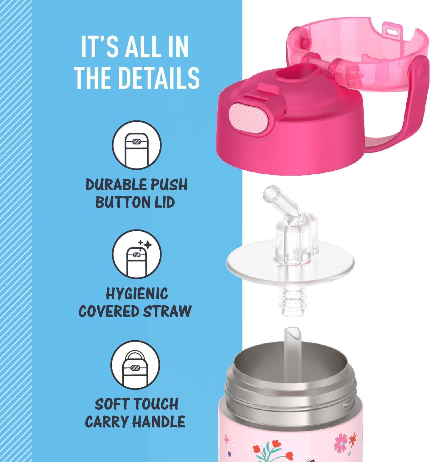 imageTHERMOS FUNTAINER Water Bottle with Straw 12 Ounce Kids Stainless Steel Vacuum Insulated Water Bottle with Lid BlueyMinnie Mouse