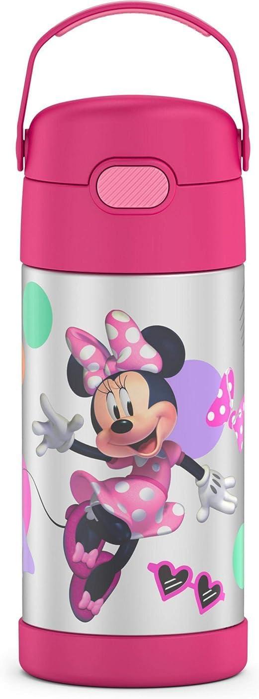 imageTHERMOS FUNTAINER Water Bottle with Straw 12 Ounce Kids Stainless Steel Vacuum Insulated Water Bottle with Lid BlueyMinnie Mouse