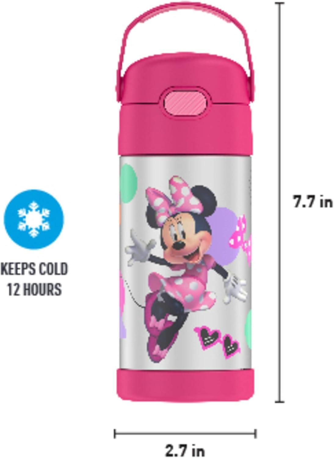 imageTHERMOS FUNTAINER Water Bottle with Straw 12 Ounce Kids Stainless Steel Vacuum Insulated Water Bottle with Lid BlueyMinnie Mouse