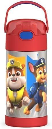 imageTHERMOS FUNTAINER Water Bottle with Straw 12 Ounce Kids Stainless Steel Vacuum Insulated Water Bottle with Lid BlueyPaw Patrol Boy