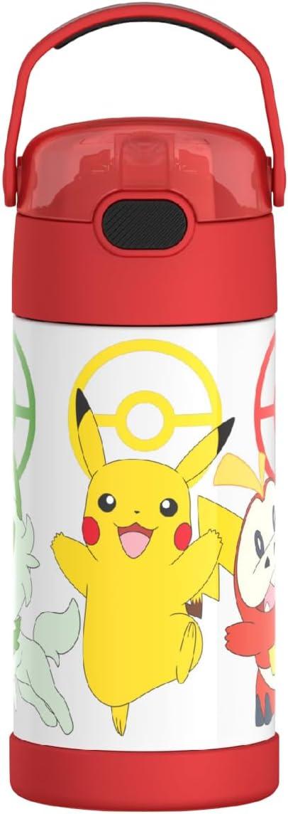 imageTHERMOS FUNTAINER Water Bottle with Straw 12 Ounce Kids Stainless Steel Vacuum Insulated Water Bottle with Lid BlueyPokmon