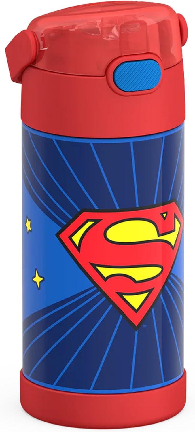 imageTHERMOS FUNTAINER Water Bottle with Straw 12 Ounce Kids Stainless Steel Vacuum Insulated Water Bottle with Lid BlueySuperman