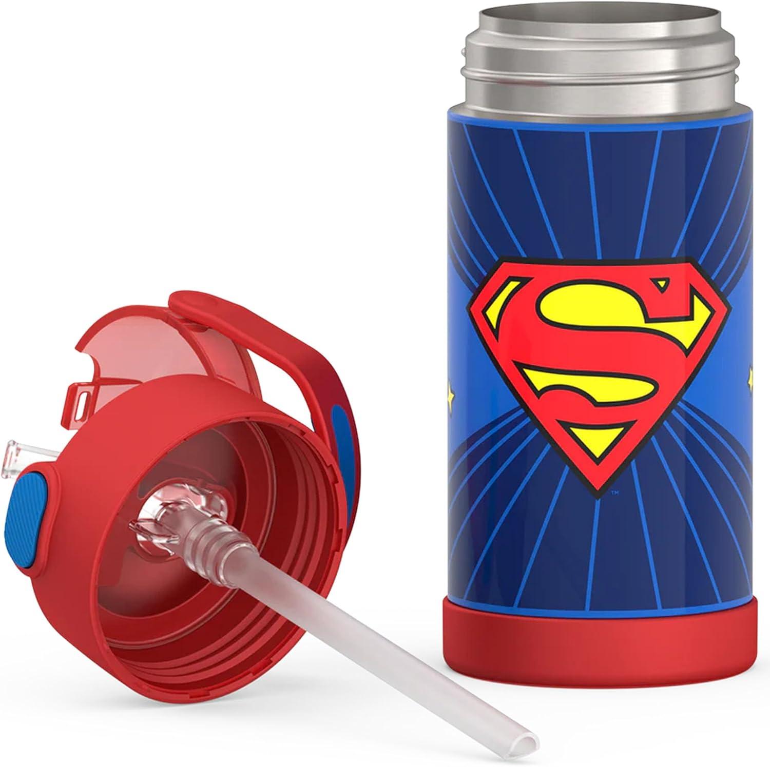 imageTHERMOS FUNTAINER Water Bottle with Straw 12 Ounce Kids Stainless Steel Vacuum Insulated Water Bottle with Lid BlueySuperman