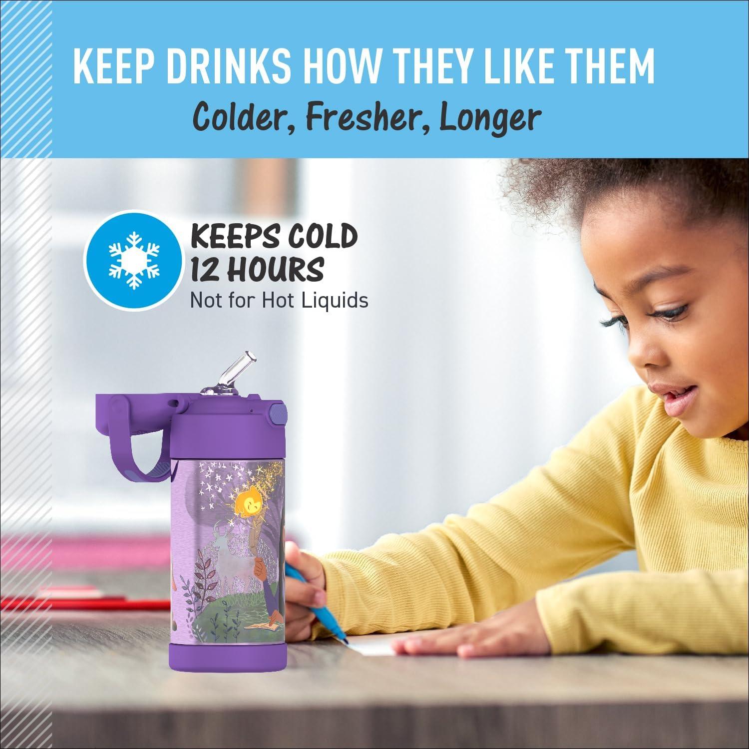 imageTHERMOS FUNTAINER Water Bottle with Straw 12 Ounce Kids Stainless Steel Vacuum Insulated Water Bottle with Lid BlueyWish