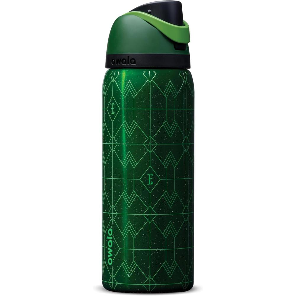 imageOwala Wicked FreeSip Insulated Stainless Steel Water Bottle with Straw for Sports and Travel BPAFree Sports Water Bottle 32 oz Elphaba GreenElphaba