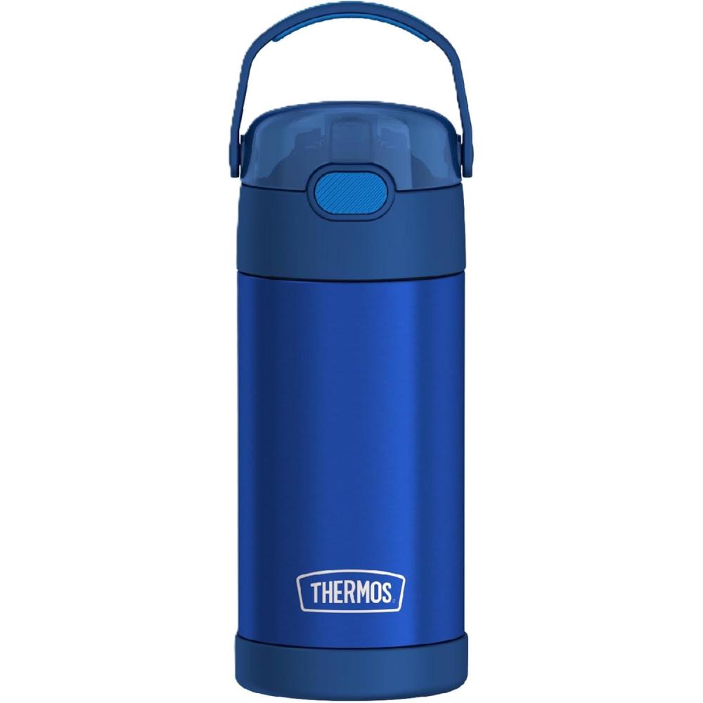 imageTHERMOS FUNTAINER 12 Ounce Stainless Steel Vacuum Insulated Kids Straw Bottle BlueNavy