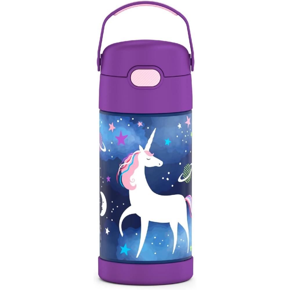imageTHERMOS FUNTAINER 12 Ounce Stainless Steel Vacuum Insulated Kids Straw Bottle BlueSpace Unicorn