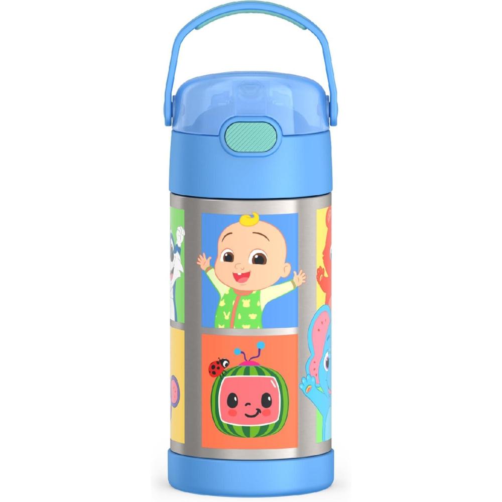 imageTHERMOS FUNTAINER Water Bottle with Straw  12 Ounce  Kids Stainless Steel Vacuum Insulated Water Bottle with Lid BlueyCocomelon