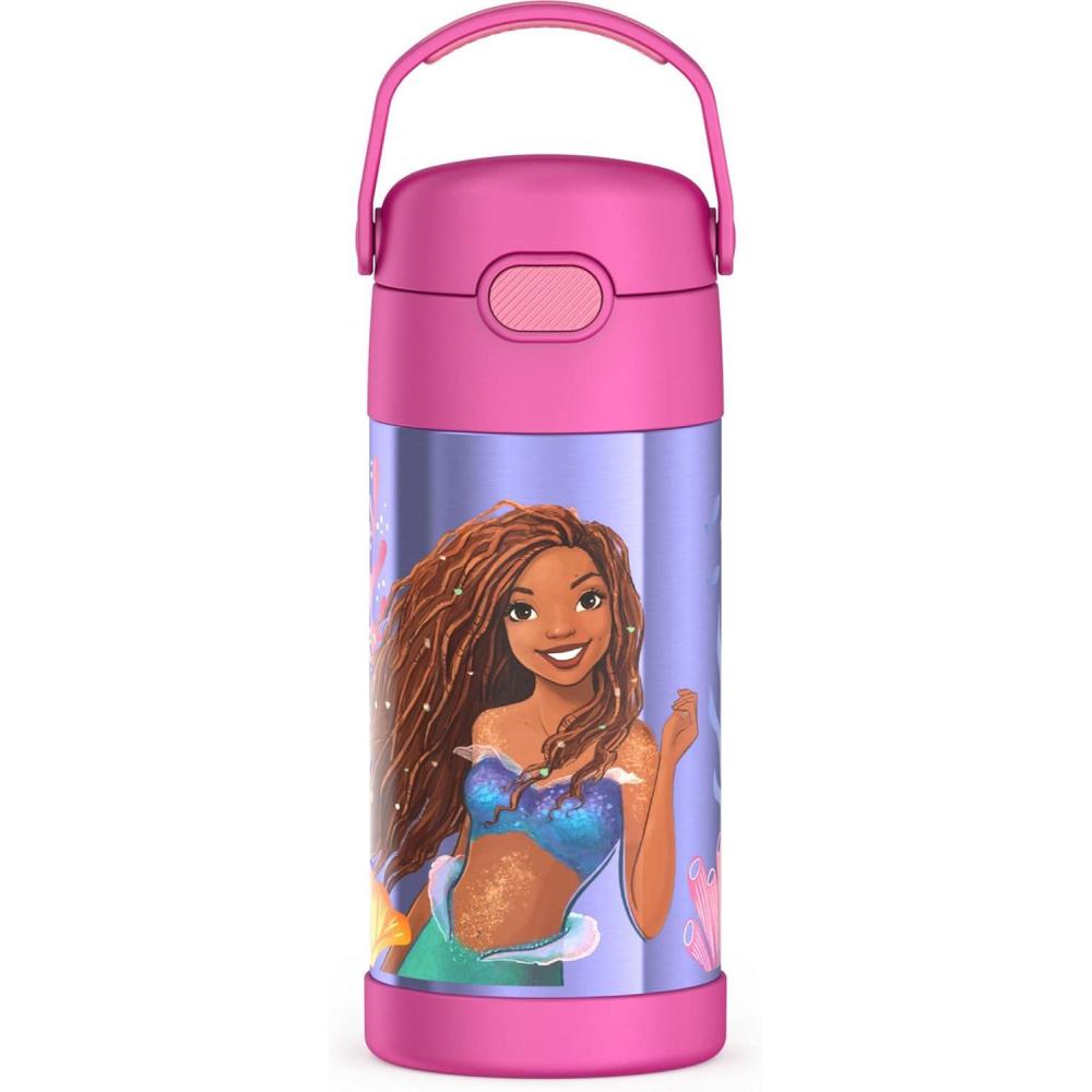 imageTHERMOS FUNTAINER Water Bottle with Straw 12 Ounce Kids Stainless Steel Vacuum Insulated Water Bottle with Lid BlueyLittle Mermaid
