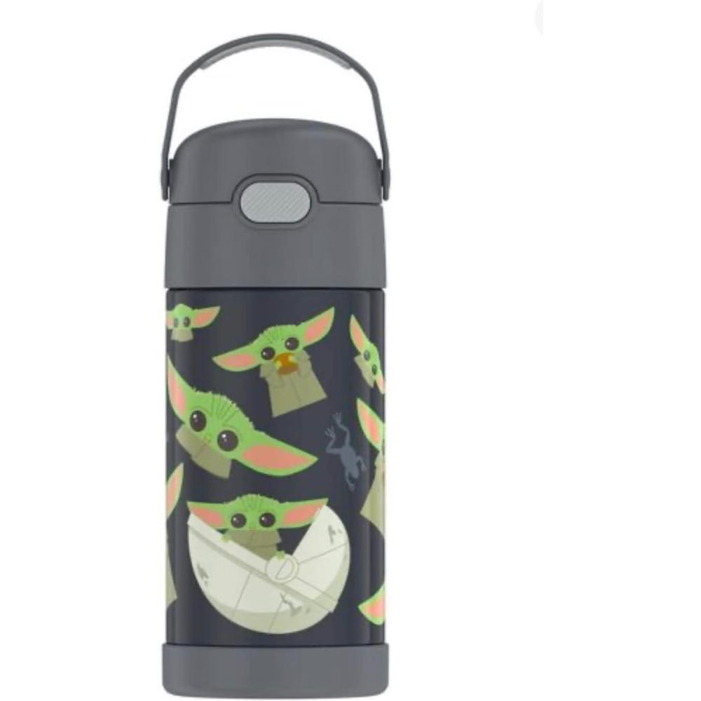 imageTHERMOS FUNTAINER Water Bottle with Straw 12 Ounce Kids Stainless Steel Vacuum Insulated Water Bottle with Lid BlueyMandalorian