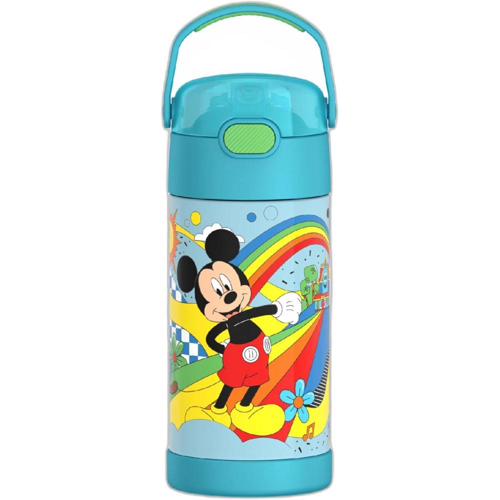 imageTHERMOS FUNTAINER Water Bottle with Straw 12 Ounce Kids Stainless Steel Vacuum Insulated Water Bottle with Lid BlueyPreschool Mickey