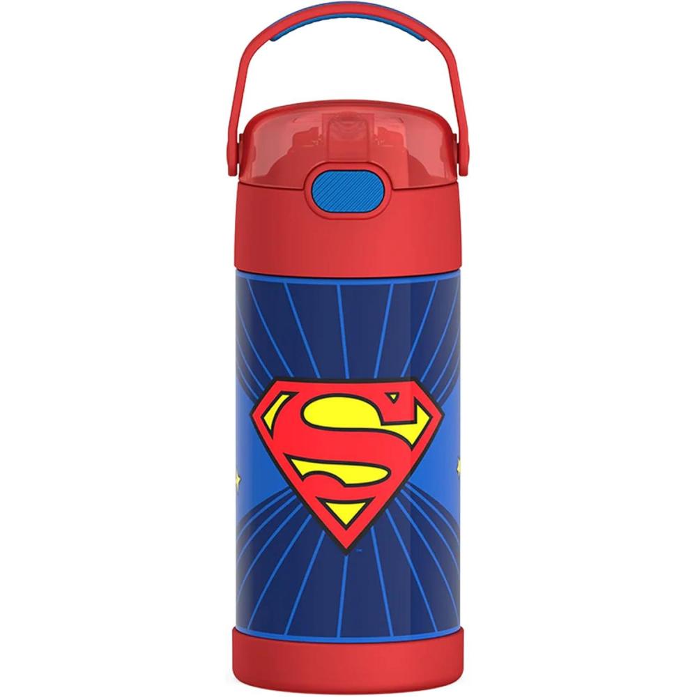 imageTHERMOS FUNTAINER Water Bottle with Straw 12 Ounce Kids Stainless Steel Vacuum Insulated Water Bottle with Lid BlueySuperman