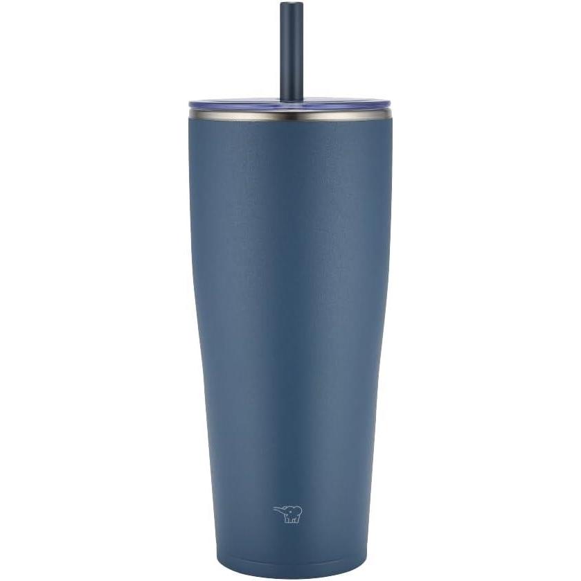 imageZojirushi SXHA89HVM Stainless Tumbler with Straw 30 ounces Mauve PurpleNavy Blue