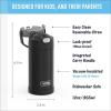THERMOS FUNTAINER 12 Ounce Stainless Steel Vacuum Insulated Kids Straw Bottle, Blue(Black)