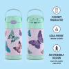THERMOS FUNTAINER 12 Ounce Stainless Steel Vacuum Insulated Kids Straw Bottle, Blue(Butterfly Frenzy)