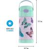 THERMOS FUNTAINER 12 Ounce Stainless Steel Vacuum Insulated Kids Straw Bottle, Blue(Butterfly Frenzy)