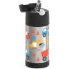THERMOS FUNTAINER 12 Ounce Stainless Steel Vacuum Insulated Kids Straw Bottle, Blue(Construction Site)
