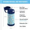 THERMOS FUNTAINER 12 Ounce Stainless Steel Vacuum Insulated Kids Straw Bottle, Blue(Honey Bees)