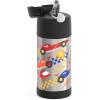 THERMOS FUNTAINER 12 Ounce Stainless Steel Vacuum Insulated Kids Straw Bottle, Blue(Hot Rods)
