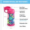 THERMOS FUNTAINER 12 Ounce Stainless Steel Vacuum Insulated Kids Straw Bottle, Blue(Mod Flowers)